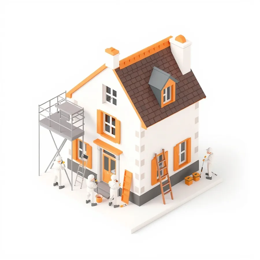 Travaux de peinture sur une maison à Marseille — illustration